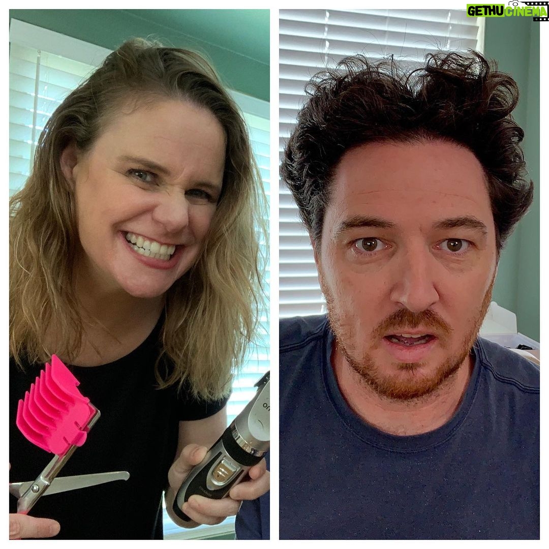 Andrea Barber Instagram - Michael said he needed a haircut. I said, โWell I have dog clippers...and Iโm a Barber!โ ๐๐โ๏ธ๐ฉ New vlog, link in bio!