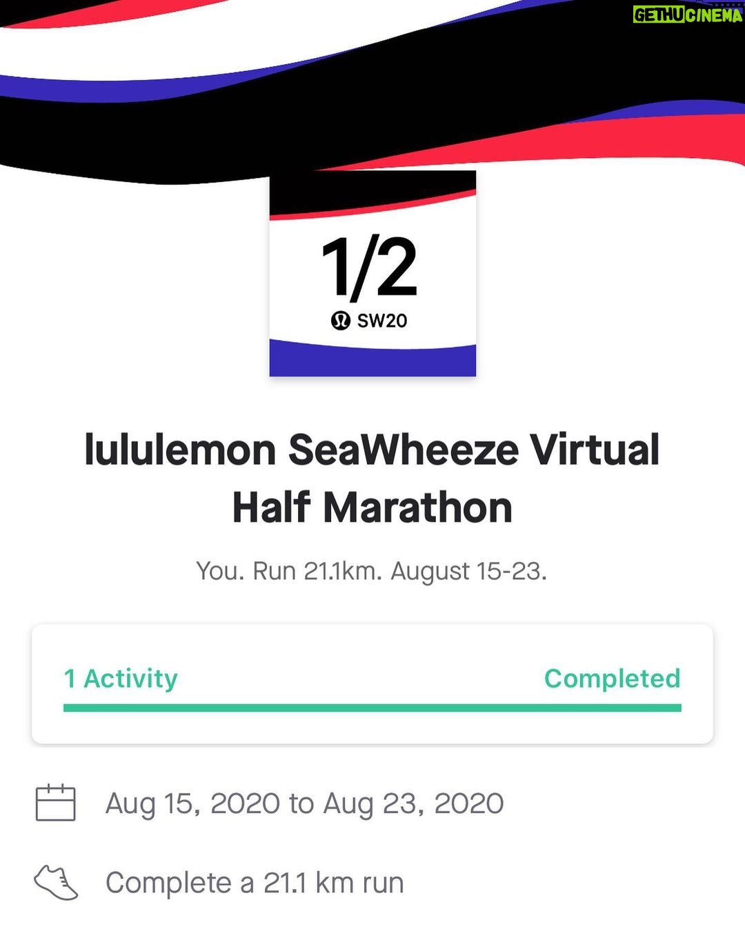Andrea Barber Instagram - It wasn’t as pretty as running around the Seawall, but the @lululemon SeaWheeze Virtual Half Marathon is complete. ✅ Grateful for runner friends and our group chat - “miles apart but together as one.” 💖 #seawheeze2020