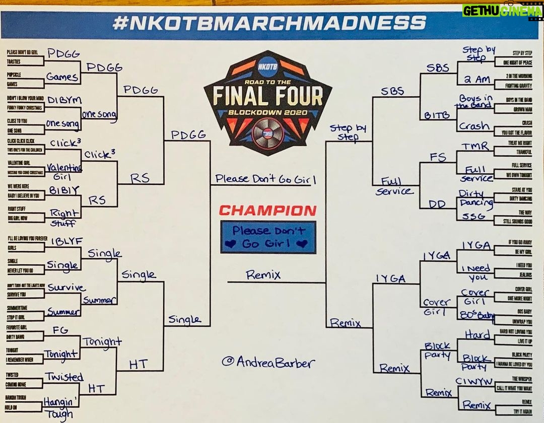 Andrea Barber Instagram - Like there was ever a question what my champion would be... 🥰 #NKOTBMarchMadness let’s go!! Voting is happening right now on Twitter! @nkotb