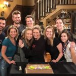 Andrea Barber Instagram - It’s cake time on the @fullerhouse stage! 🎂 July 3 - I’m birthday twins with our favorite scripty, @pmustari! 💖🎇 #fullacake Fuller House Stage 24