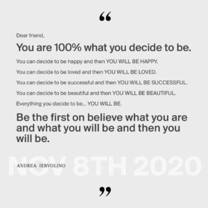 Andrea Iervolino Instagram - Questa mattina, ho ricevuto un messaggio da una persona a me vicina che in questo momento sta passano un periodo difficile ... le ho risposto così come io avrei risposto a me stesso .
Bisogna essere sempre positivi , guardate sempre al futuro , lavorare, pregare e credere in se stessi .
Vi auguro una buona domenica cari amici .