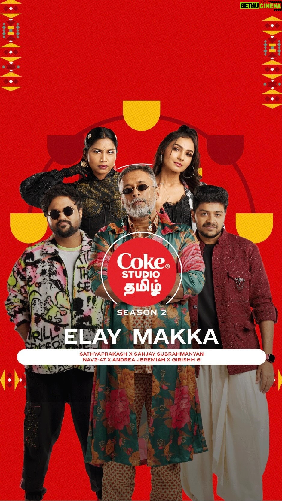 Andrea Jeremiah Instagram - Ola que pa sa! Elay, elay makka! Our latest song #ElayMakka in collaboration with Coke Studio Tamil featuring @sanjaysub @dsathyaprakash @navz_47 & @girishhgopal is out now ❤️🔥❤️🔥❤️🔥 So what are you waiting for??? Go listen NOW 🥳🎊🎉 #cokestudiotamil #cokestudiotamils2 #idhusemmavibe