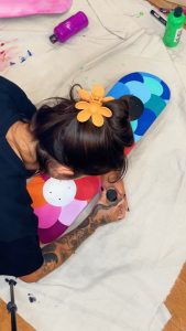 Andrea Russett Instagram - one of my favorite boards i’ve done 🫶🏼 yin and yang but make is colorful 🌈
