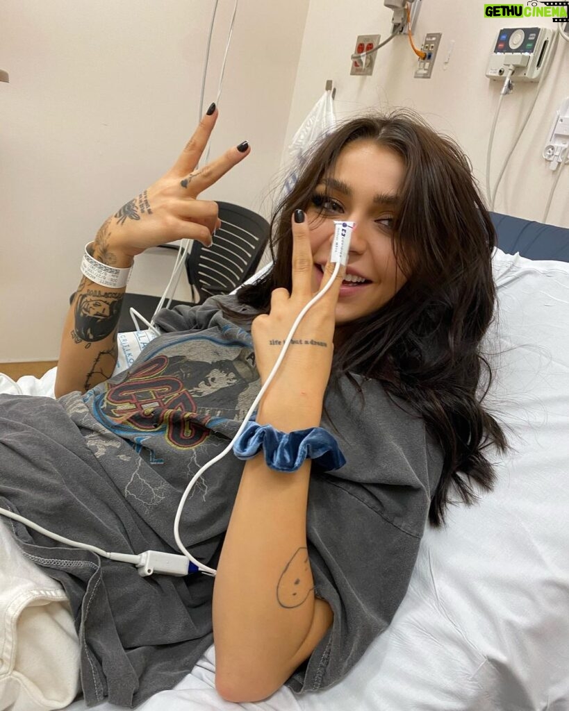 Andrea Russett Instagram - nothing says 26 like a 2am cat scan ♥️ survived another year!!!!!! go me. (my bday isn’t til tomorrow but whatever)