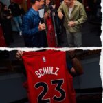 Andrew Schulz Instagram - Hang ‘em from the rafters 💅 Those Sambas go hard. Might have to wear them for the return. Thank you 🙏 📸 @valafilms @gajanbalan @ahash.parthi Scotiabank Arena