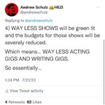 Andrew Schulz Instagram - Actors and Writers might be unknowingly striking themselves out of jobs. Just a hunch 🤷‍♂️. What y’all think?