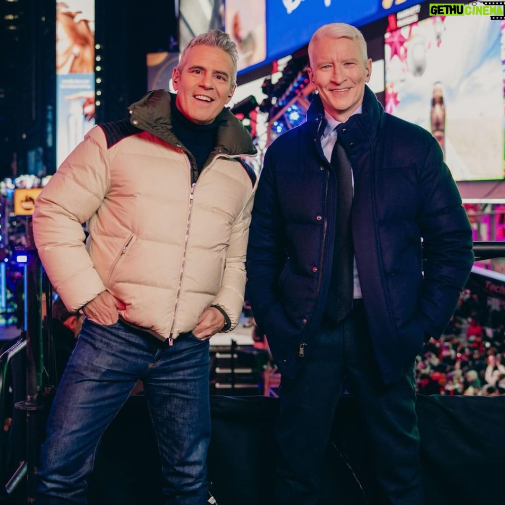 Andy Cohen Instagram - Happy New Year!!! Had the very best time with my pal Anderson last night - and with all of you! The virtual community we’ve built over these last 7 years is incredible. I’m grateful to CNN for having me, and to Anderson for putting up with me! I’m still laughing thinking about Mayer at the Tokyo cat cafe, Bridget and Amy and Bowen and Matt, Randi Kaye dancing with the fella not on her team…. What was your favorite moment?