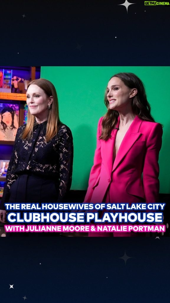 Andy Cohen Instagram - #MayDecember stars Julianne Moore and Natalie Portman channel Monica Garcia and Lisa Barlow in a #RHOSLC themed edition of Clubhouse Playhouse! ❄️ #WWHL Watch What Happens Live