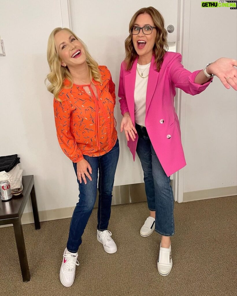Angela Kinsey Instagram - My cowlick and I had a great time exploring Toronto! 1 & 2- my morning walk! 3- Backstage! (And the Whitest Sneaker Award goes to… 😉)4- Wow!! Thank you to everyone who came out to @jfltoronto ! What a blast! ❤️ 5- Thanks to our stage manager, Rob and Jaime and Rachelle for the glam! And to everyone who tagged us in pictures! I loved seeing them all! 6- Obsessed with this wallpaper at @ristorantesocialeto 7- And the bathroom mirror (Also the food was delicious!) 8- Apples by the hotel elevator! I loved it and I ate one!