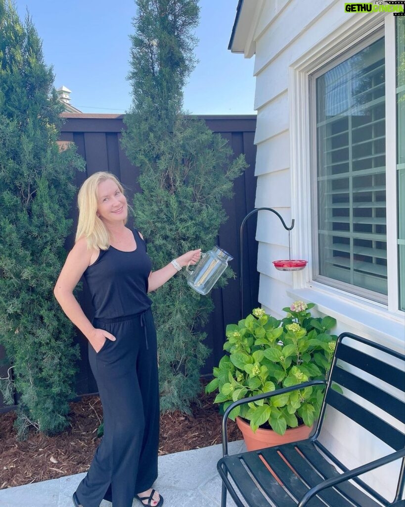 Angela Kinsey Instagram - Casually watering my hydrangeas photo. 🥰