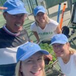 Angela Kinsey Instagram - Yes, I made hats for my tennis group! (Because I am the true head of the PPC!😉)We’ve played on Friday mornings off and on for almost 15 years! I love them so much! ❤️🎾 (And Suzy, we missed you today but don’t worry I have a hat for you!)