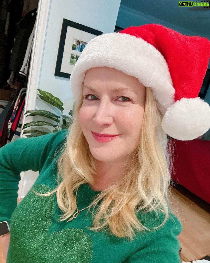 Angela Kinsey Instagram - If I show up to your holiday party with a Santa hat on… it’s because 1- I’m “that” party person who loooves a dress up theme and 2- I have given up on trying to tame the cowlick at the back of my head. 🤷‍♀ 🧑‍🎄