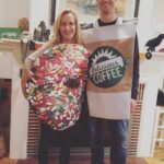 Angela Kinsey Instagram - How many years can you be donuts and coffee for Halloween? The answer is… 7 years and still going! Also, second to last picture… why am I holding a lint roller?❤️🎃🍩☕️
