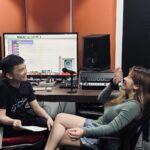 Angeline Quinto Instagram - Recording with Sir Jon🎙️🎧 @jonathanmanalo 😘 Nice to see you Mr.Music ☺️ 🎵