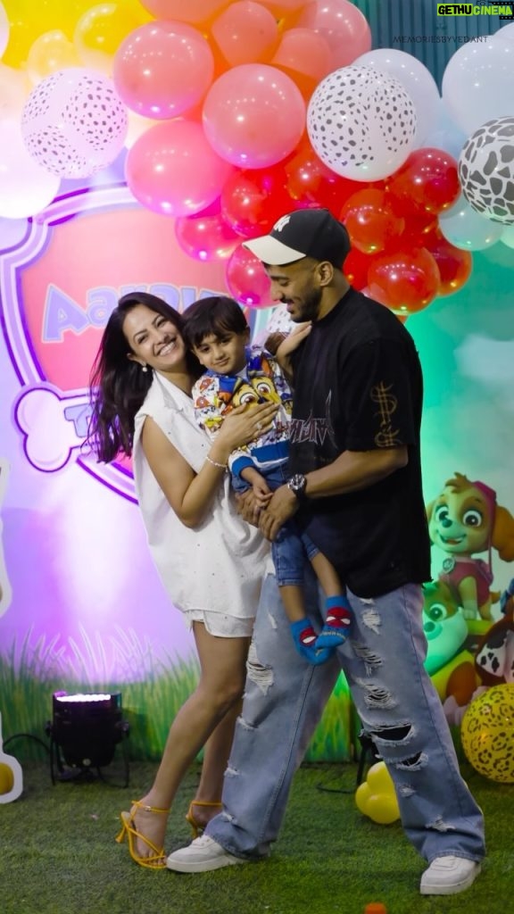 Anita Hassanandani Instagram - When our little one turned 3! You know it was a superhit party when you have to keep finding your little one 😂 Thank you @jumbletumble.grand for these beautiful memories ❤️ your play area is perfect for all age groups! Aaaru and his friends had a BLAST 💥 The amazing food was the icing on the cake 🥰🤩 @cottoncandyeventz what can I say bout the decor… Aaru can’t stop talking bout the pawpatrol balloons 🎈 it was all exactly how we had imagined. Love the returns @thelittlegift.co The jackets are absolutely cute! Can’t wait for Aaru to get into it 💯 Of course yummiest organic cotton candy by @cottoncandycasa ⭐️ 📸 @memoriesbyvedant your captures are priceless ✨ Last but not the least thank you each one of you who made it to make my Aarus birthday so so so special 🌈