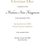 Anne Thongprasom Instagram - Stay tuned for the @Dior Haute Couture SS24 show tonight at 9PM (BKK time) รับชมแฟชั่นโชว์ #DiorCouture Spring-Summer 2024 พร้อมกันวันนี้เวลา 21.00 น. ตามเวลาประเทศไทย ผ่านไลฟ์สตรีมมิ่งสดบนเว็บไซต์ Dior.com และ LINE OA @ diorcouture @Dior #DiorCouture @mariagraziachiuri