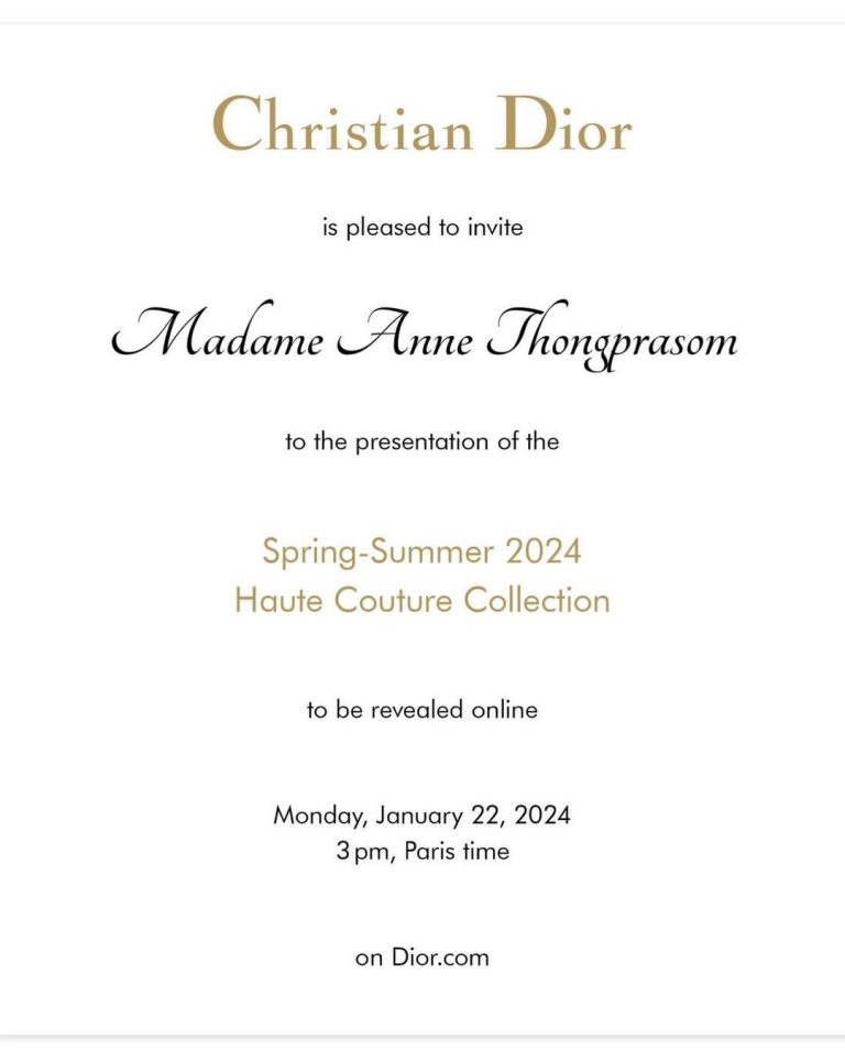 Anne Thongprasom Instagram - Stay tuned for the @Dior Haute Couture SS24 show tonight at 9PM (BKK time) รับชมแฟชั่นโชว์ #DiorCouture Spring-Summer 2024 พร้อมกันวันนี้เวลา 21.00 น. ตามเวลาประเทศไทย ผ่านไลฟ์สตรีมมิ่งสดบนเว็บไซต์ Dior.com และ LINE OA @ diorcouture @Dior #DiorCouture @mariagraziachiuri