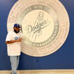 Anthony Anderson Instagram - When you’re home watching the home team! Thank you @sia_collective for making this shoe for me. Thank you @dodgers for winning a championship for me and the city! Let’s do it again! Thank you @mookiebetts for those home runs last night!thank you @joelmchale for nothing, love you brother! LETS GO DODGERS! #justakidfromcompton #huskyandhandsome #bigzaddy #acbarbeque Dodgers Stadium