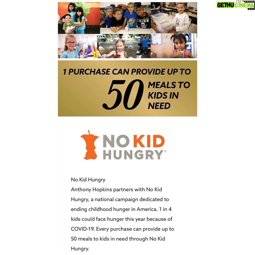 Anthony Hopkins Instagram - Today on #GivingTuesday is an opportunity to come together and continue to support @nokidhungry @anthonyhopkinscollection www.anthonyhopkins.com