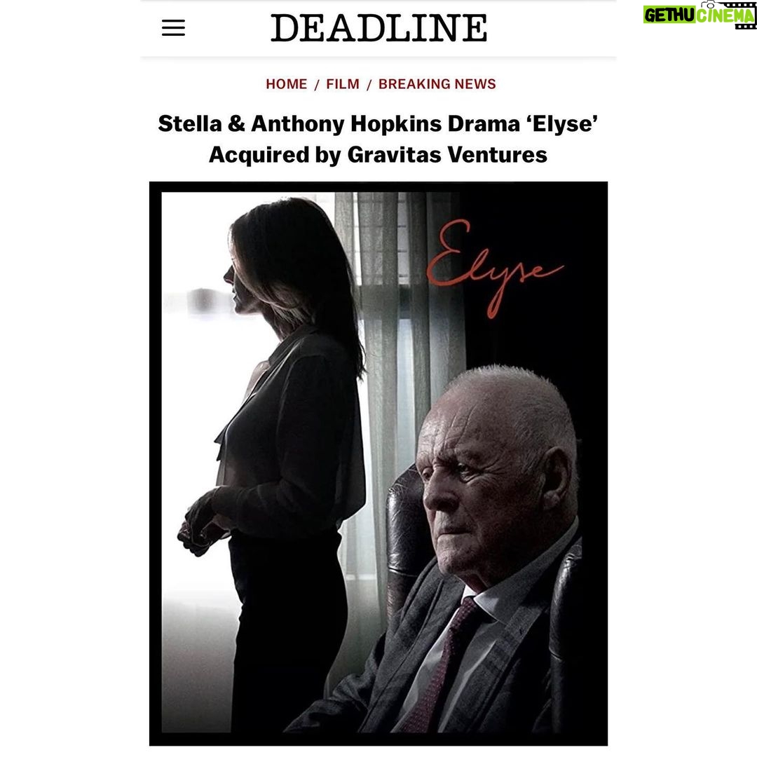Anthony Hopkins Instagram - December 4, 2020 Theatrical and On-demand release. Thank you Gravitas Ventures, UTA, Dante Spinotti and everyone that worked with us. Proud of my wife, Stella.
