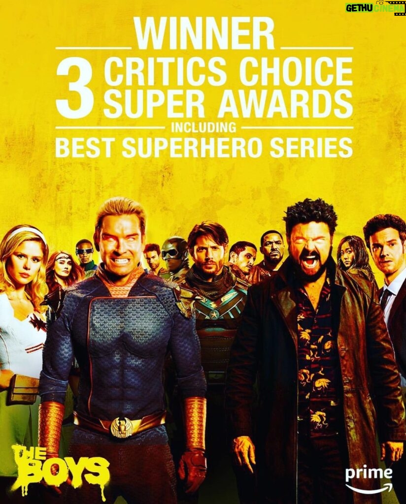 Antony Starr Instagram - Thank you @criticschoice for the two awards! Much appreciated. And congrats to the whole team on the show win! Super! @theboystv