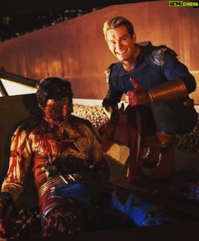 Antony Starr Instagram - Genuinely fun times. Amazing prosthetic mashed up pop star character from season three. What a fun job. Happy Friday!!!