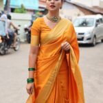 Anusree Instagram - Sarees bring a timeless grace to my style, making each day special..... 💛💛💛 Click @mahesh_bhai MaH @pinkyvisal Neckpieces @varuthri_findings