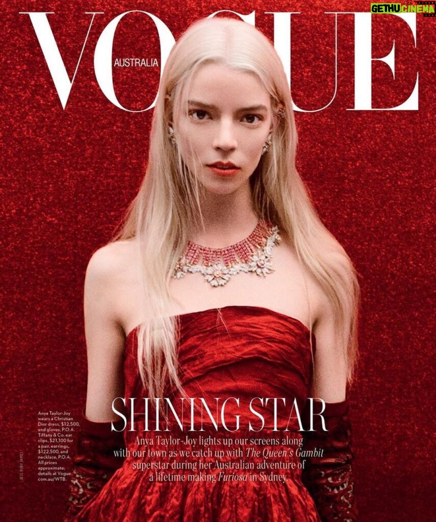 Anya Taylor-Joy Instagram - 🩸🌹🩸 Man oh man THANK YOU @vogueaustralia ( and Australia in general tbh) for being so graciously welcoming to me these past months… it has been ( and continues to be) a wild and wonderful ride 😉 Ps @jessrubyjames you are a DREAM :) Pps @hannahroserose a personal thank you from Kitsune himself. He too thinks you’re gorgeous :)