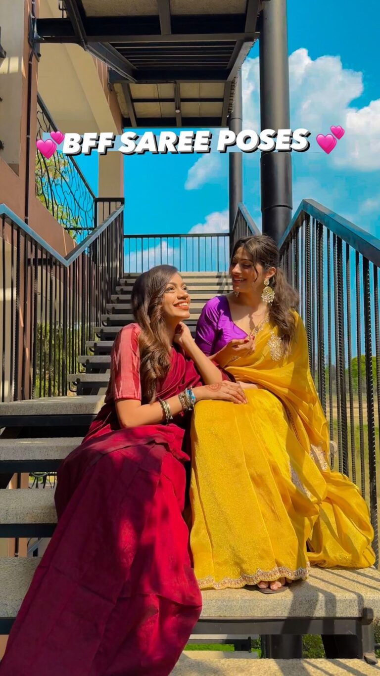 Aparna Dixit Instagram - Tag your BFF 👯‍♀️ ❤️ My saree - @ekdhaga Sharing a few easy pose ideas that you can try with your BFF the next time you are in the mood for some cute pictures 🫶🏻💕 Let us know your favourite pose idea and save this for later 🙈🙈!! . #bestie #saree #sareelove #sareefashion #sareelover bestfriend #bestfriends #friend #pose #poses #posesforpictures #photography #photos #photo #photograph #howtopose #poseing #tip #pictip #reel #reels #reelitfeelit #feelkaroreelkaro #explore #feature #posingtips Coimbatore, Tamil Nadu