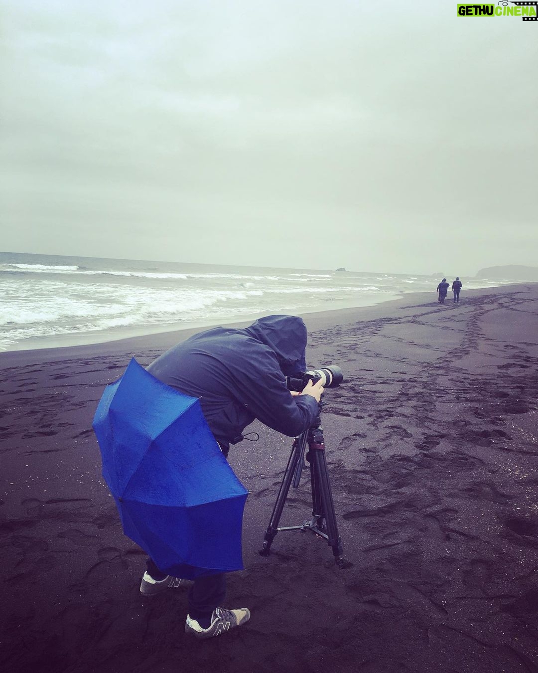 Ararat Keshchyan Instagram - Камчатка. Тихий океан. Оператору дали зонт, чтобы не намокла камера. Но перед этим мы заметили медвежьи следы на песке. Как вы поняли, он больше боится не зубов мишки. 😄😄😄 @nefact_tv #нефакт #нефакттв