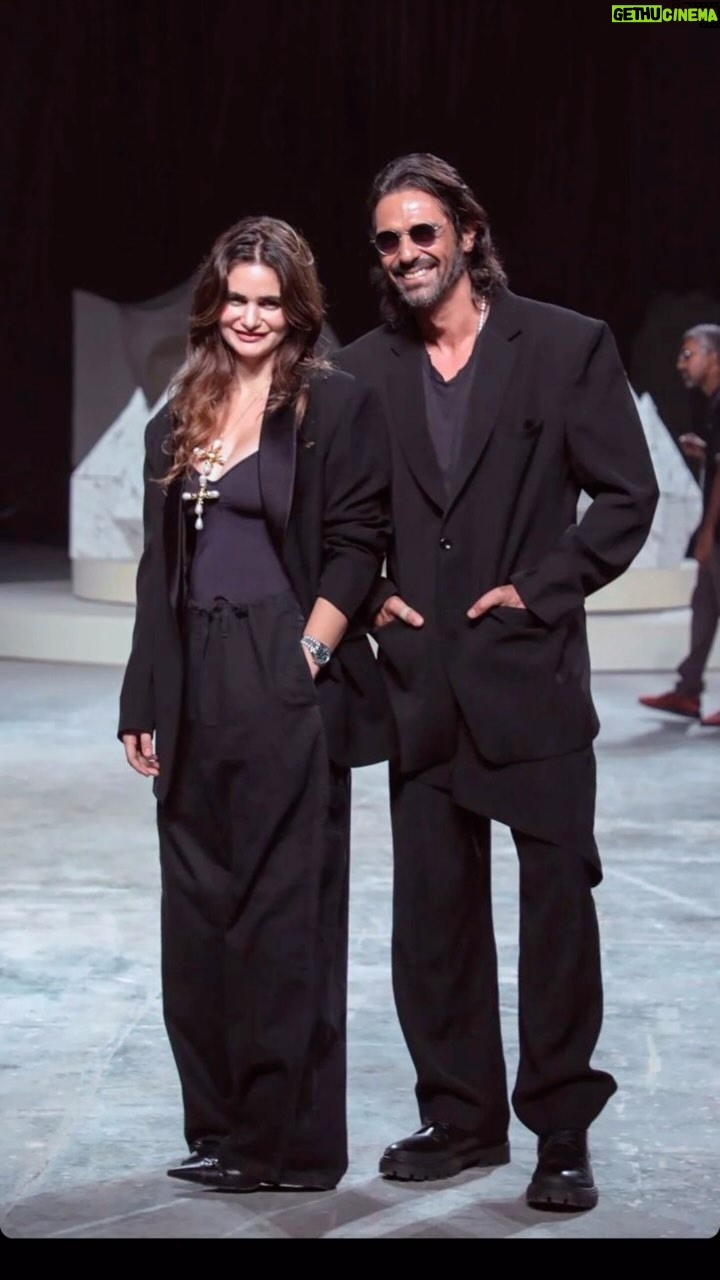 Arjun Rampal Instagram - What a week. Your relentless work ethic, taking care of the kids, myself the home, your parents, your friends and still being able to design like this. You are a SuperWoman. So proud of your my love. These images just say it all. @gabriellademetriades @deme_love_ @lakmefashionwk you girls rocked it.