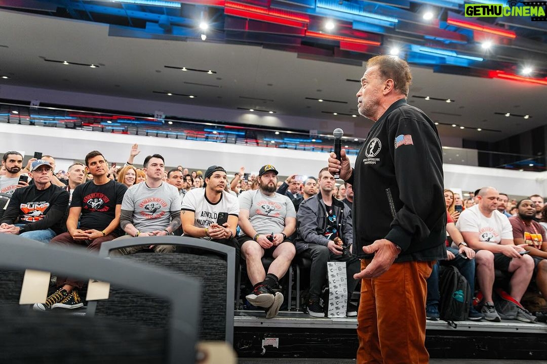 Arnold Schwarzenegger Instagram - One of the highlights at this year’s @ArnoldSports was bringing together The Pump app village in person for the first time. Talking to all of you, hearing your success stories, and seeing you connect, I realized we’ve succeeded at building the positive corner of the internet. Join us at the link in my bio. Use the 7 day free trial to try the workouts, get pumped up in the community, and create habits. You’ll be back.