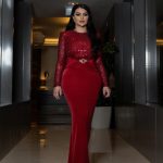 Aseel Hameem Instagram - Merry Christmas🎅🎄🌲🧑‍🎄 Styled by @ziadalsaleh Dress : Elisabetta Franchi | via @saudijawahir Make up @fouz_alzabidi Hair @aminahair Jewelry @mouawad Photo @reemaphoto_