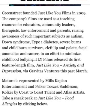 August Maturo Instagram - We are so excited to announce our new project. We are producing and starring in this film together and our hope is that this film will save lives and create a kinder world for people who live with food allergies.