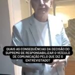 Augusto Nunes Instagram - Quais as consequências da decisão do Supremo de responsabilizar o veículo de comunicação pelo que diz o entrevistado? Link do curso nos stories e na bio www.cursoaugustonunes.com.br #jornalismo #cursos #cursoonline #noticias