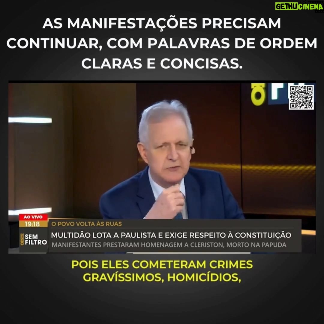 Augusto Nunes Instagram - Temos de exigir respeito à Constituição, liberdade de expressão, democracia sem adjetivos, a libertação dos presos políticos e o fim dos abusos cometidos pelo STF. #justiça #noticia #revista #jornalismo