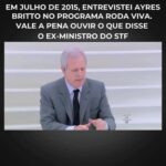 Augusto Nunes Instagram - Em julho de 2015, entrevistei Ayres Britto no programa Roda Viva. Vale a pena ouvir o que disse o ex-ministro do Supremo Tribunal Federal (STF). #noticias #jornalismo #reels #revista