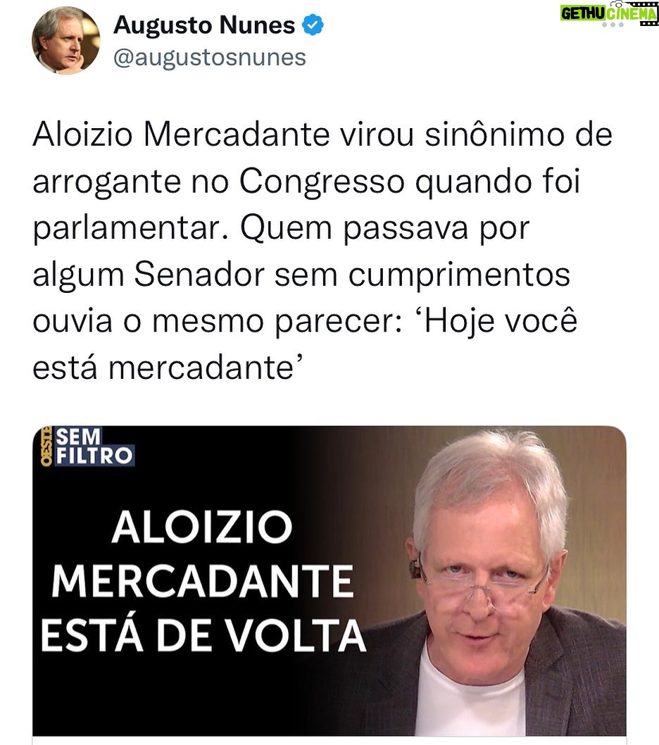 Augusto Nunes Instagram - Link para o vídeo completo nos stories