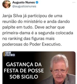 Augusto Nunes Instagram - Link para o vídeo completo nos stories.