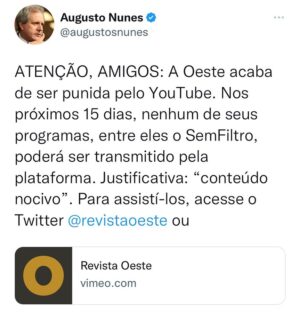 Augusto Nunes Instagram - Links nos stories