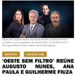 Augusto Nunes Instagram - Augusto Nunes, Ana Paula Henkel e Guilherme Fiuza voltarão ao vídeo, agora em Oeste. O trio, que participou por mais de dois anos do programa Os Pingos nos Is, estará reunido no Oeste Sem Filtro, a partir de 23 de novembro. Transmitido ao vivo, de segunda a sexta-feira, das 17h45 às 19h30, o programa comentará os principais assuntos do dia. Embora política e economia sejam os carros-chefe, não faltará espaço para esporte, educação, saúde, cultura e temas internacionais. Com apresentação de Paula Leal, editora do site de Oeste, a novidade contará com a participação de convidados especiais. “É uma honra apresentar um programa com as opiniões do melhor trio de comentaristas do Brasil”, diz Paula. “Os espectadores podem esperar comentários feitos com total liberdade, sem nenhuma espécie de censura”, afirma Nunes. “Essa foi uma das características dos Pingos nos Is e será a nossa marca.” “A imprensa virou uma grande praça de pedágio”, observa Fiuza. “Paga pedágio para cartilhas, checadores, lobby das big techs e ultimamente até para censura judicial mal disfarçada. O público cansou de receber informação filtrada dessa forma traiçoeira. Por isso, será um prazer fazer parte do programa Oeste Sem Filtro. Meia liberdade não serve.” Oeste Sem Filtro pretende transformar-se no embrião de um canal de notícias orientado pelos mesmos valores que há dois anos balizam a trajetória da revista e do site: a defesa incondicional do liberalismo econômico, da democracia, do capitalismo e da liberdade de expressão. “Costumo qualificar nossa plateia de maravilhosa também porque ela entende a diferença que separa democratas genuínos, que nós somos, de gente que agride a Constituição quase diariamente em nome da defesa do Estado de Direito”, afirma Ana Paula.