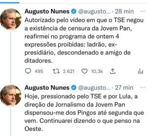 Augusto Nunes Instagram - *pressionada
