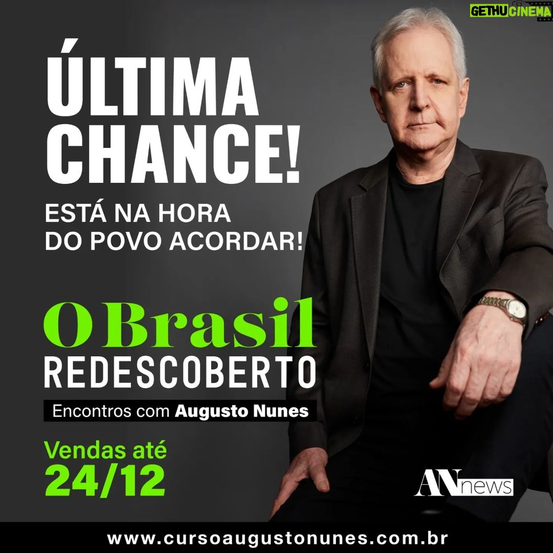 Augusto Nunes Instagram - Hoje é o último dia para embarcar comigo nessa viagem pela história do nosso país. Aproveite a chance de aprender o que os livros didáticos não contam. Conhecimento é poder. Link nos stories ou na bio #jornalismo #revista #curso #cursoonline