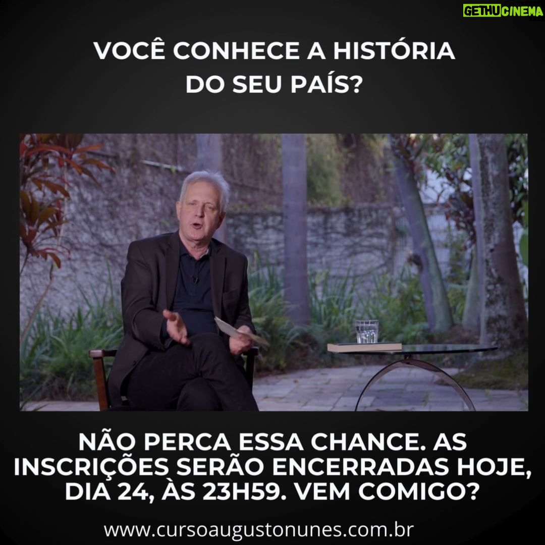 Augusto Nunes Instagram - Você conhece a história do seu país? Não perca essa chance. As inscrições serão encerradas hoje, dia 24, às 23h59. Vem comigo www.cursoaugustonunes.com.br