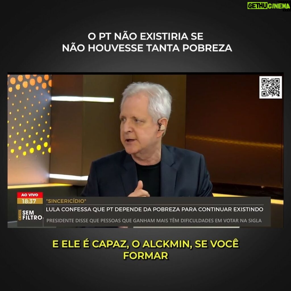 Augusto Nunes Instagram - O PT não existiria se não houvesse tanta pobreza. Se a desinformação não fosse tanta, não existiria Lula. #jornalismo #noticias #curso #cursoonline #revista