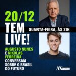 Augusto Nunes Instagram - Na próxima quarta-feira, dia 20, às 21h, conversarei com o deputado federal Nikolás Ferreira sobre o Brasil do futuro. Já coloca na agenda. Vem comigo #jornalismo #noticias #curso #cursoonline