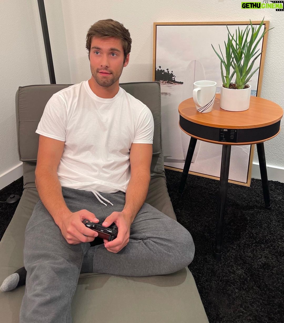 Austin North Instagram - Check out my new hangout space! I gave it a cool refresh with @walmart’s super comfy, no-assembly Your Zone Flip Chair and the DecorTech End Table that doubles as a Bluetooth speaker. If you need me, I’ll be here. 👋🤠 #sponsored #WalmartPartner