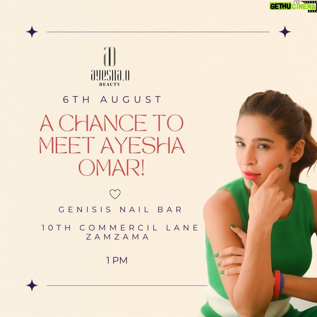 Ayesha Omar Instagram - Celebrate Independence week with us 💚 💅 Get 2 AO Beauty Nail Colours and get free nail art! 💚 💅 Get 4 AO Beauty Nail Colours and get a free manicure! 🤍 Get a chance to meet Ayesha Omar and avail our Independence Day Deal this Sunday @nailbarbygenesis.pk 🇵🇰 Start buying your AO Beauty nail colours now because this offer is valid from 4th to 14th August! 💚✨ #ayshaobeauty #ayeshaomar #nailart #nailcolors #beautybloggers #pakistan #naillooks #nailsbyayeshao