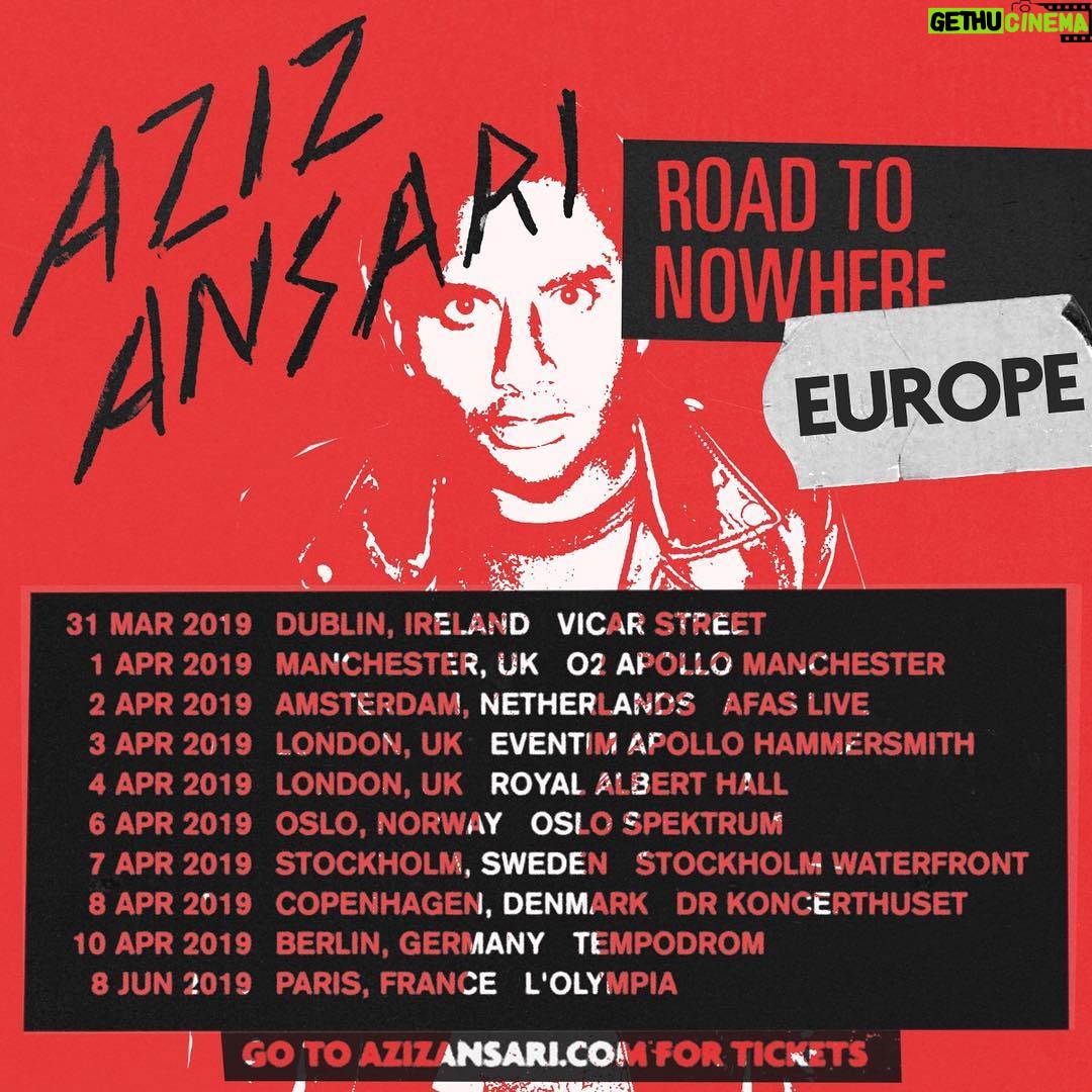 Aziz Ansari Instagram - EUROPE: Tickets on sale now. Get tickets at azizansari.com