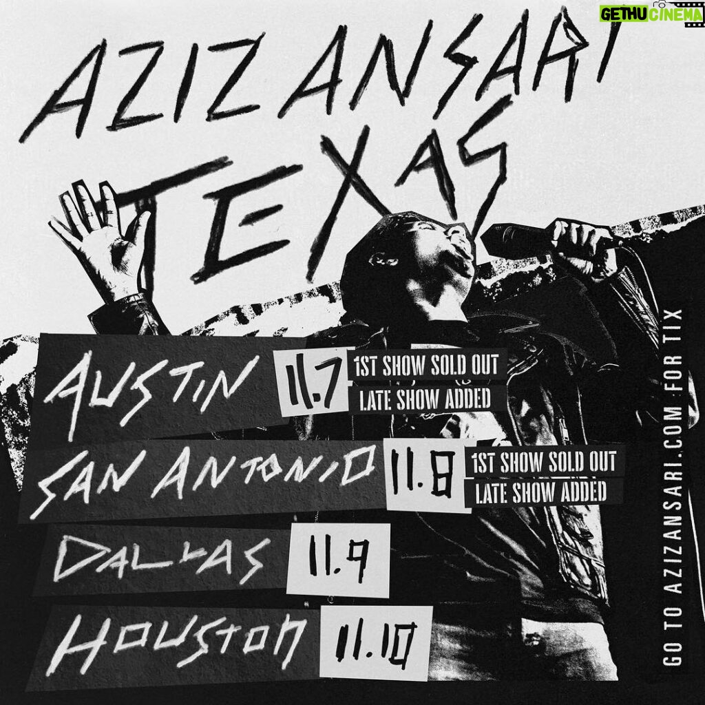 Aziz Ansari Instagram - TEXAS: Added shows and will be there next week. Get tix at azizansari.com Texas